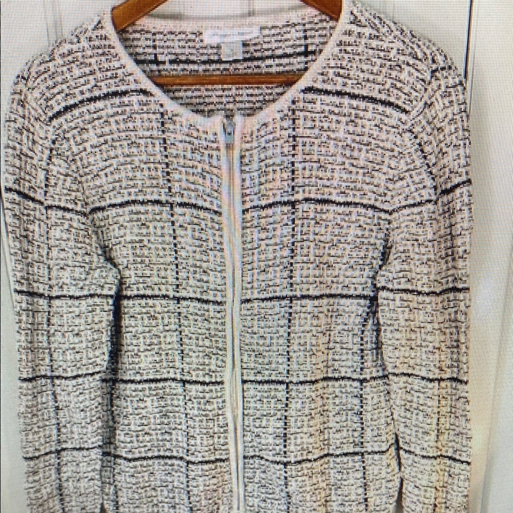 Christopher & Banks Long Sleeve Zip-up Knit Sweater Blazer with Fringe Sz L